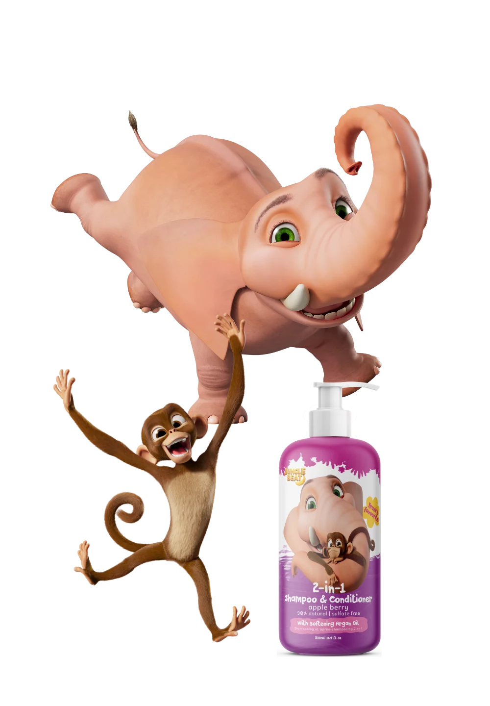 JungleBeat Toddler & Kids Apple Berry 2-in-1 Conditioner, 500ml / 16.9 fl oz