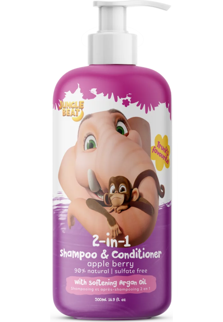 JungleBeat Toddler & Kids Apple Berry 2-in-1 Conditioner, 500ml / 16.9 fl oz
