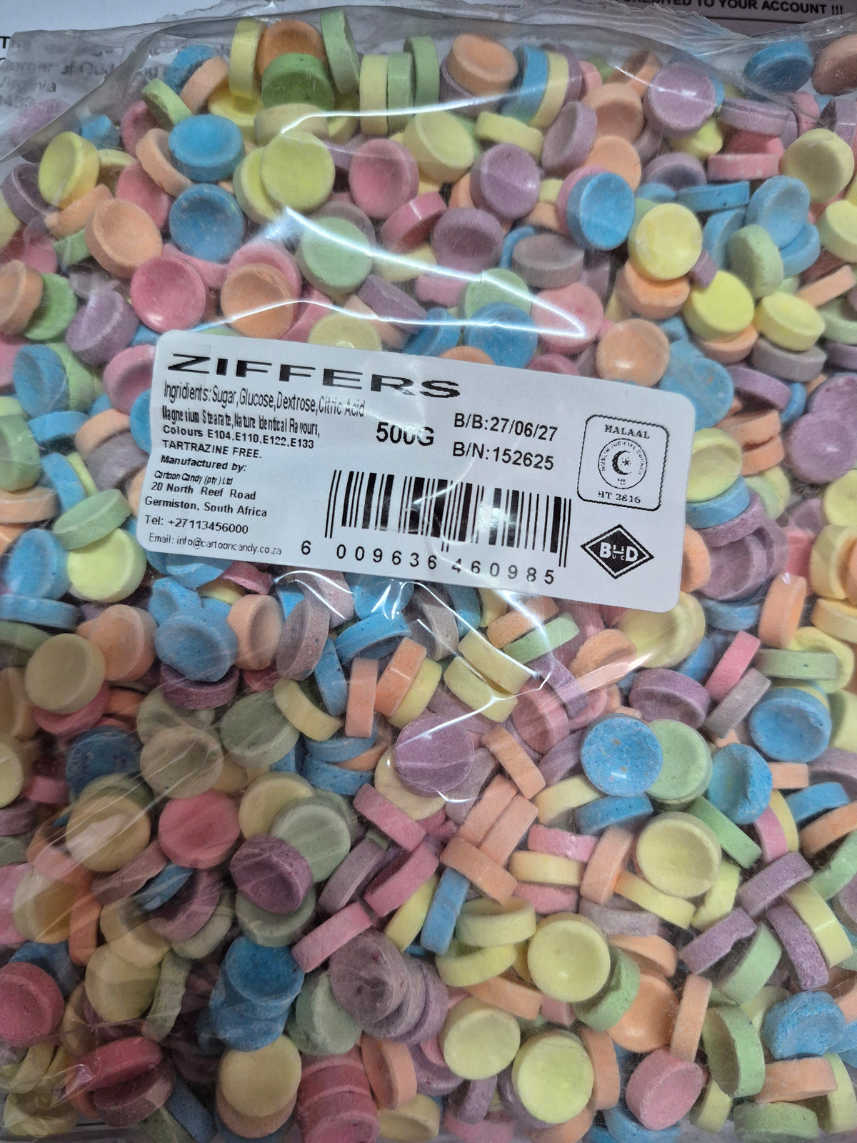 Colourful Candy Bulk Ziffers 500G Pack