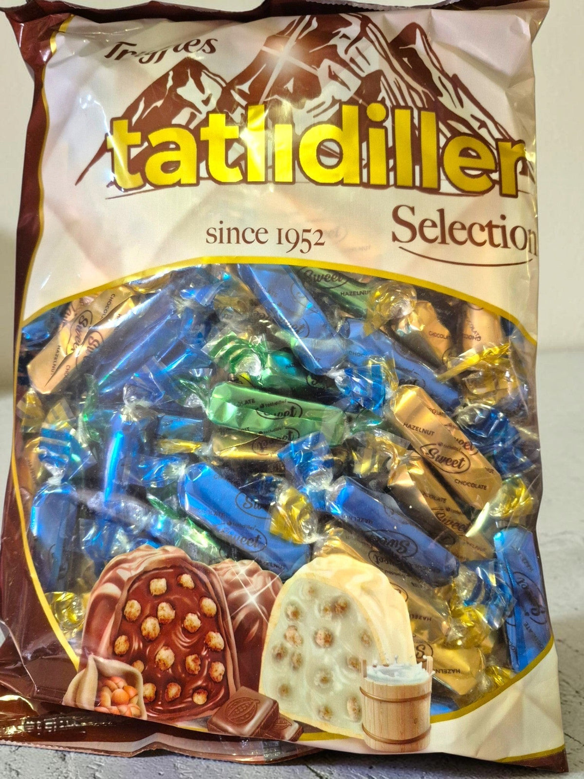 SY DISCOUNT WAREHOUSE Tatlidiller assorted chocolate truffles in a large bag with individually wrapped colourful foils