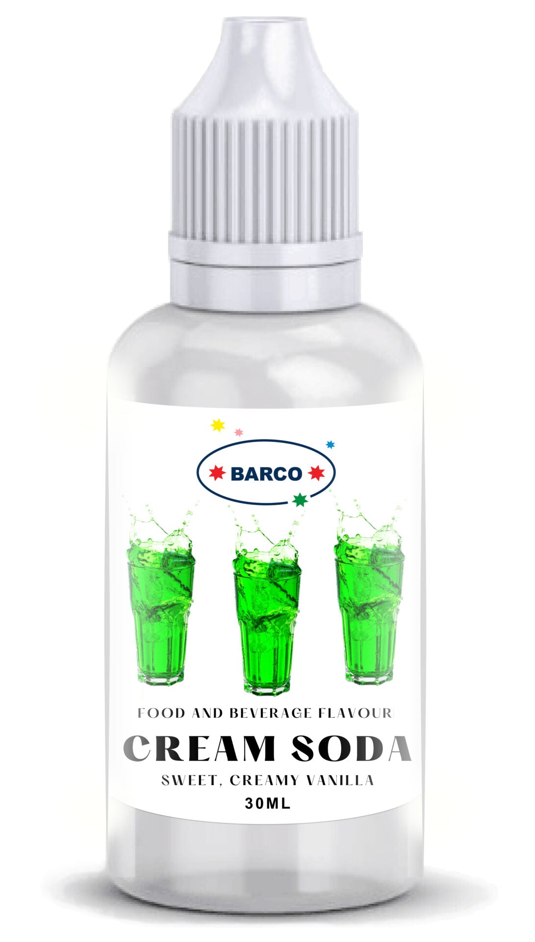 Bottle of Barco Cream Soda Flavouring Drops 30ml - Sweet & Creamy Vanilla