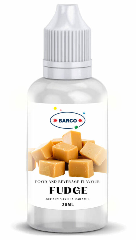 Bottle of Barco Fudge Concentrated Flavouring Drops 30ml - Sugary Vanilla Caramel 