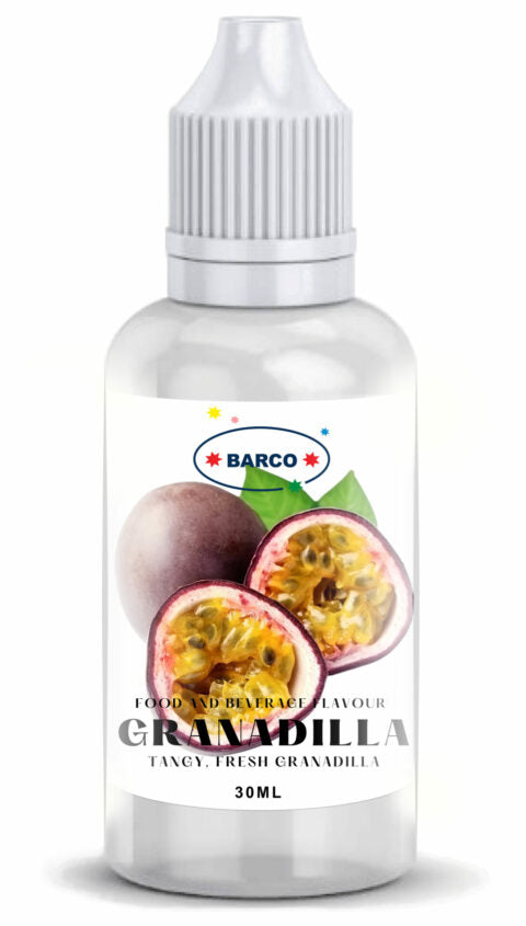 Bottle of Barco Granadilla Concentrated Flavouring Drops 30ml - Tangy, Fresh Granadilla 