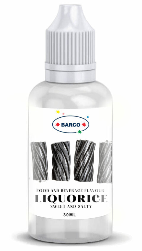 Bottle of Barco Liquorice Concentrated Flavouring Drops 30ml - Sweet & Salty
