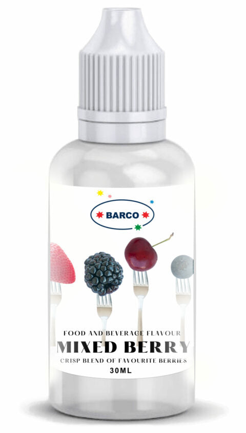 Bottle of Barco Mixed Berry Concentrated Flavouring Drops 30ml - Crisp Blend of Favourite Berries