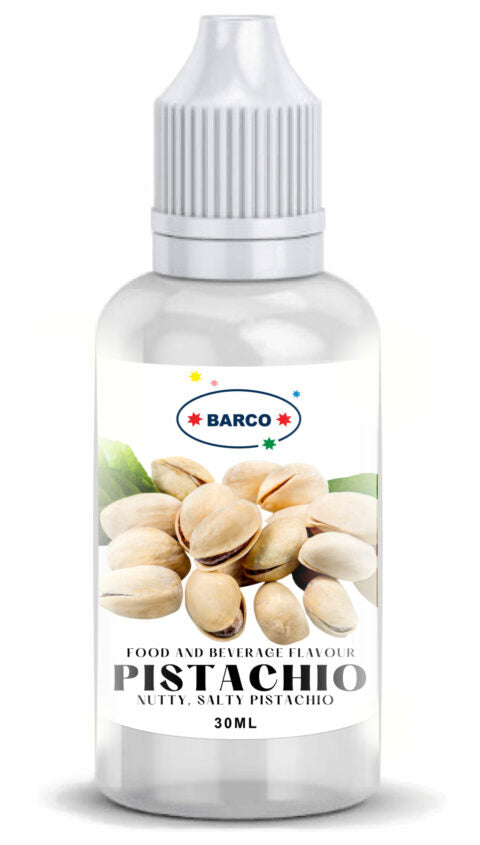Bottle of Barco Pistachio Concentrated Flavouring Drops 30ml - Nutty, Salty Pistachio