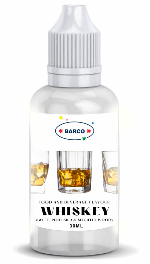 Bottle of Barco Whiskey Concentrated Flavouring Drops 30ml - Sweet, Perfumed & Slightly Woody