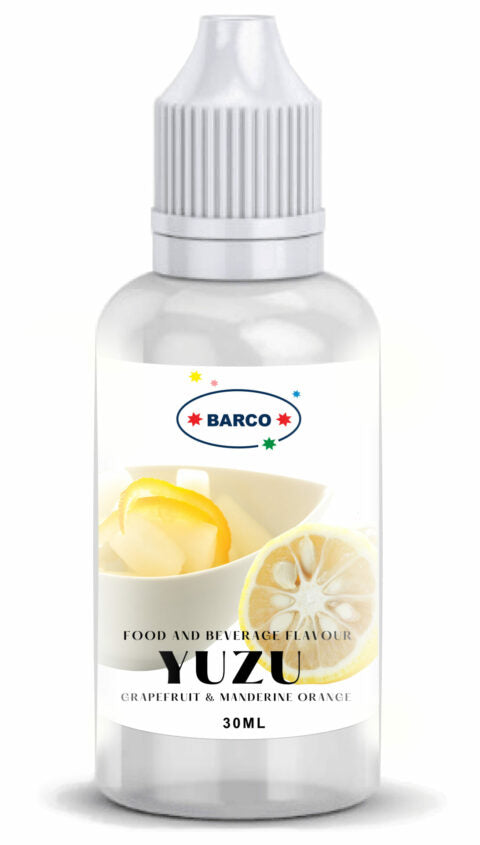 Bottle of Barco Yuzu Concentrated Flavouring Drops 30ml - Grapefruit & Mandarin Orange 