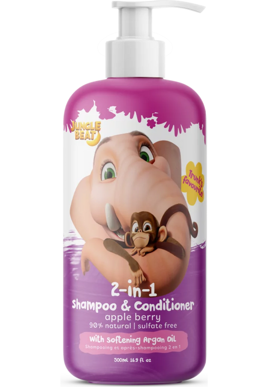 JungleBeat Toddler & Kids Apple Berry 2-in-1 Conditioner, 500ml / 16.9 fl oz