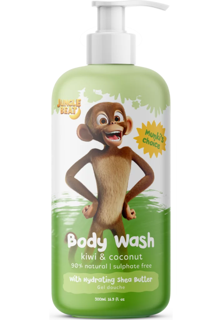 JungleBeat Toddler & Kids Kiwi and Coconut Body Wash, 500ml / 16.9 fl oz