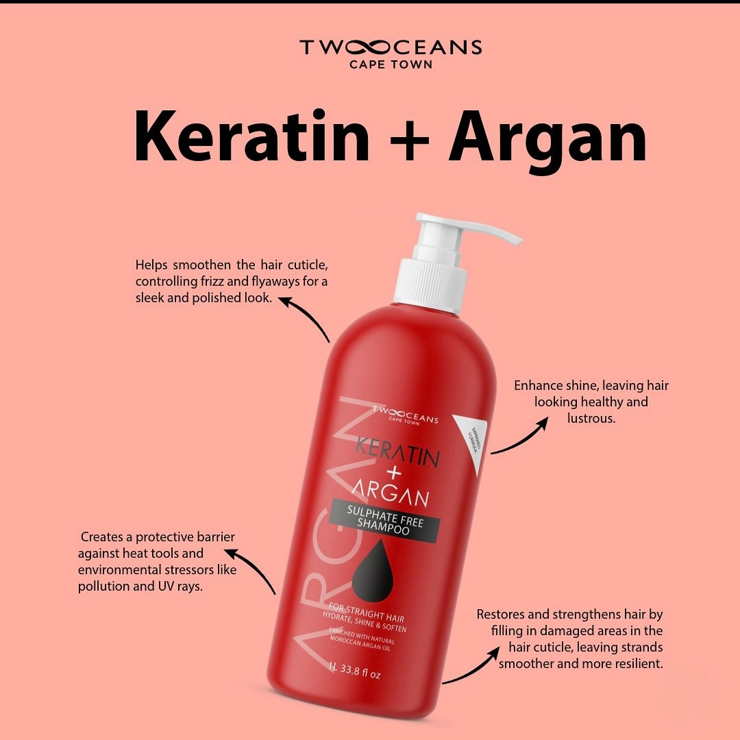 Two Oceans Keratin and Argan Hydra Smooth Shampoo, 1L / 33.8 fl oz