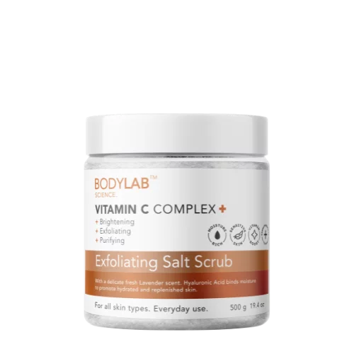 BODYLAB™ SCIENCE Vitamin C Exfoliating Salt Scrub for Brightening, Exfoliating & Purifying, 500g / 19.4 fl oz