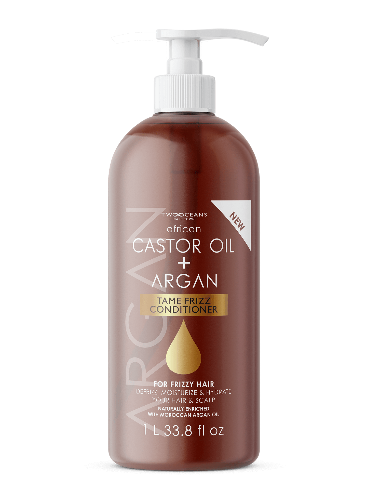 Two Oceans Castor Oil and Argan Tame Frizz Conditioner, 1L / 33.8 fl oz