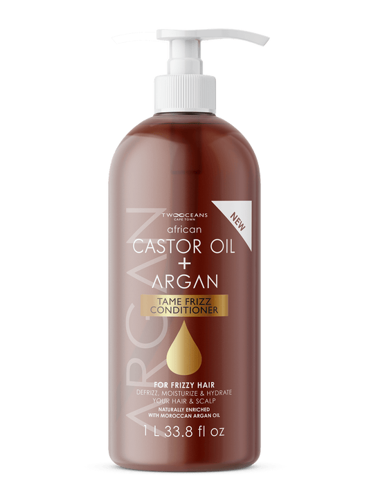 Two Oceans Castor Oil and Argan Tame Frizz Conditioner, 1L / 33.8 fl oz