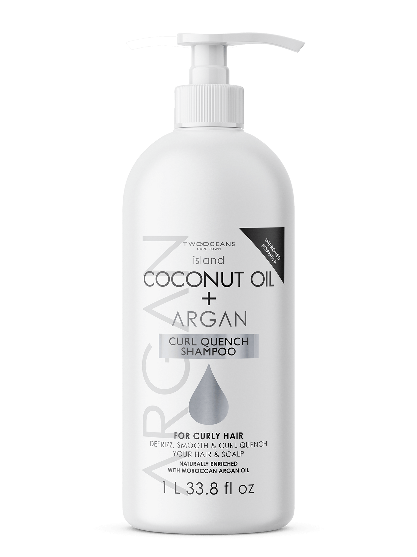 Two Oceans Coconut Oil and Argan Curl Quench Shampoo, 1L / 33.8 fl oz