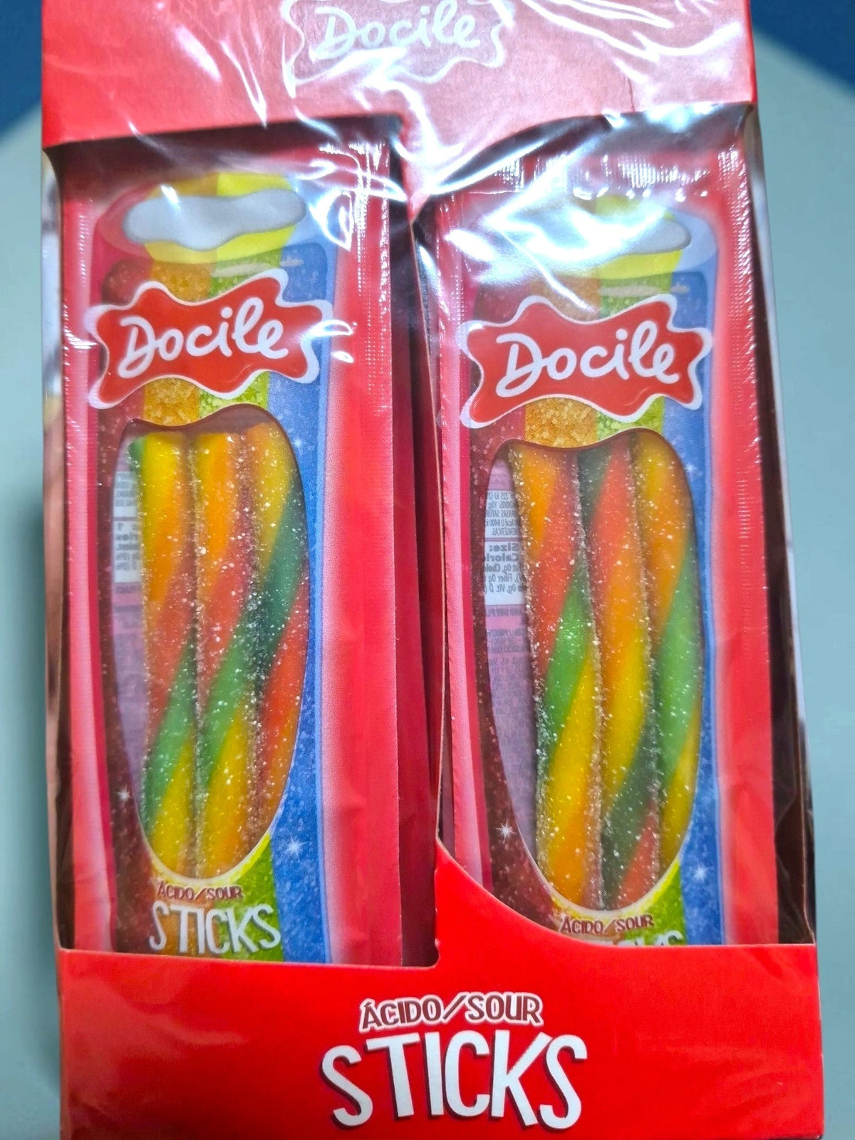 SY DISCOUNT WAREHOUSE Docile Canudinho assorted sour candy sticks with cream filling in a 12-pack box