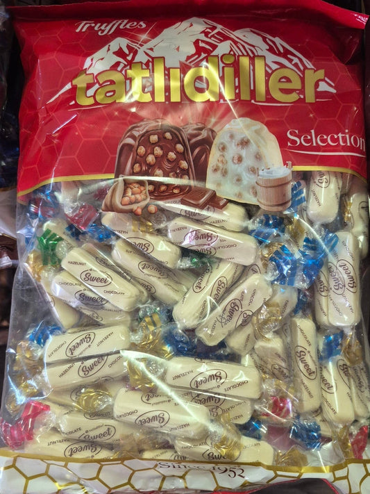 SY DISCOUNT WAREHOUSE Tatlidiller assorted chocolate truffles in a large clear bag with individually wrapped sweets